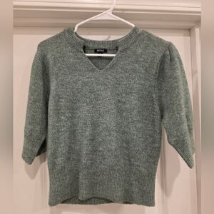 Women's Heathered Green V-Neck Sweater